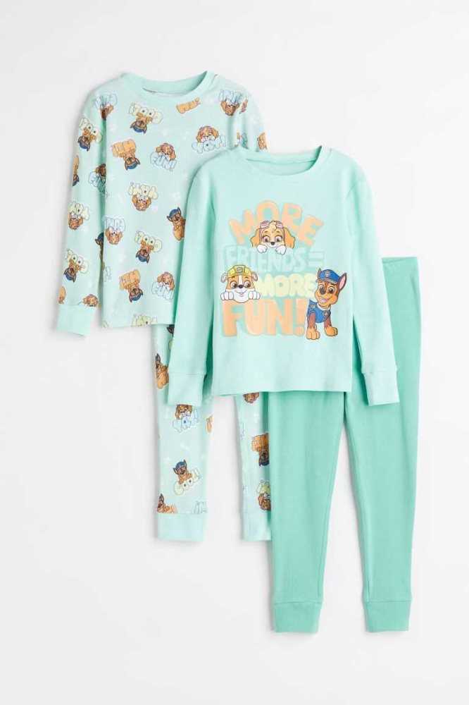 H&M 2-pack Printed Pyjama-paket Kinder Blau | 4150-RJAYF