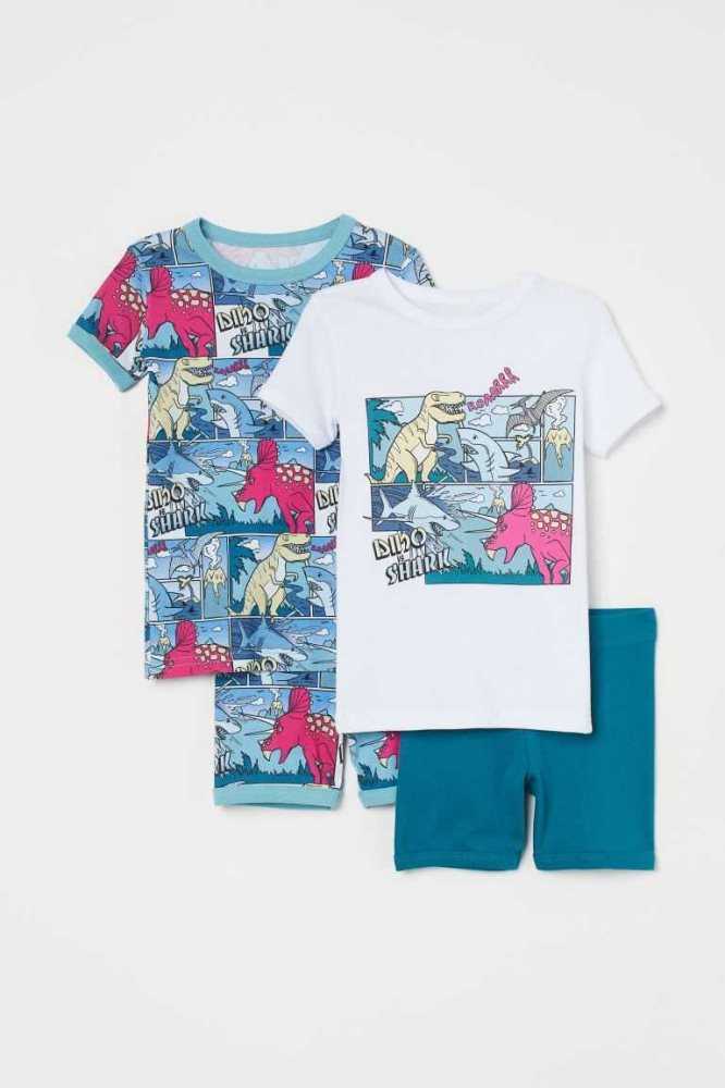 H&M 2-pack Printed Pyjama-paket Kinder Hellblau | 4012-TZJOK