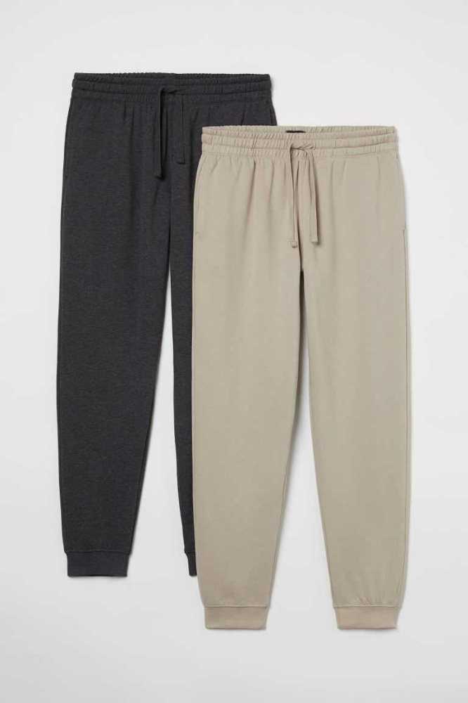 H&M 2-pack Regular Fit Sweatpants Oberteile Herren Beige Grün | 0759-DWPOJ