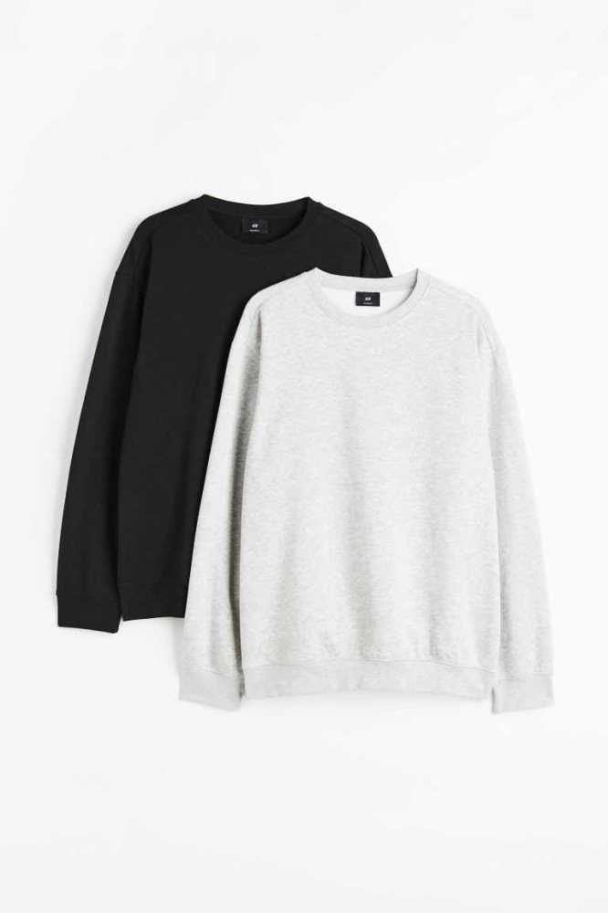 H&M 2-pack Relaxed Fit Sweatshirt Herren Hellgrün Helllila | 6049-GIMWX