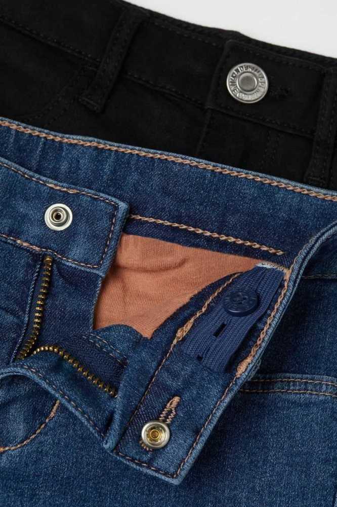 H&M 2-pack Schlank Fit Gefütterte Jeans Kinder Dunkelblau | 2609-CZQWJ