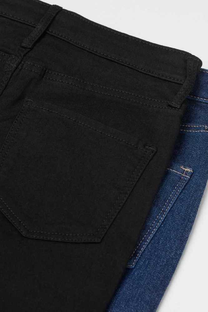 H&M 2-pack Schlank Fit High Jeans Kinder Dunkelblau Schwarz | 7123-SXNPR