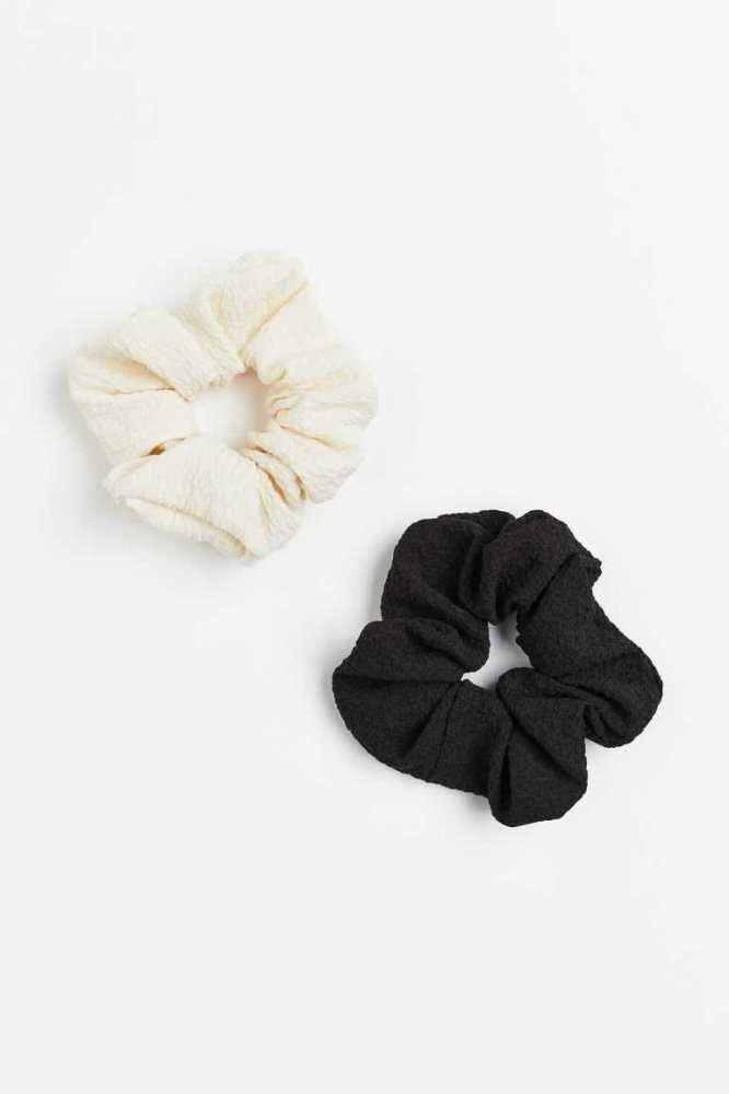 H&M 2-pack Scrunchies Ausrüstungen Damen Schwarz Weiß | 7419-JUQHR