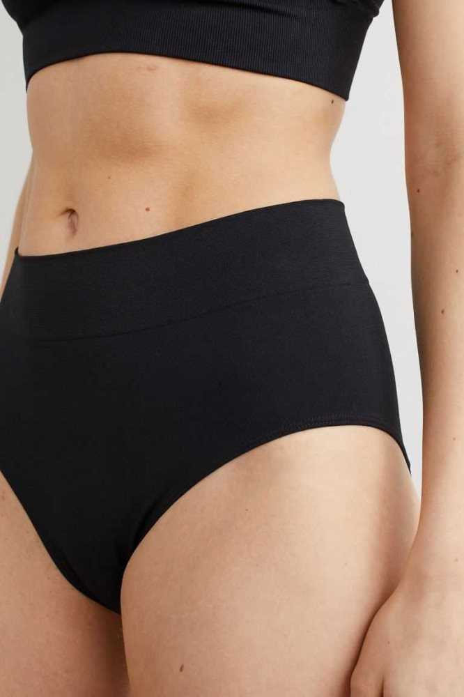 H&M 2-pack Seamless Bikini Briefs Unterwäsche Damen Schwarz | 6271-BXGYZ