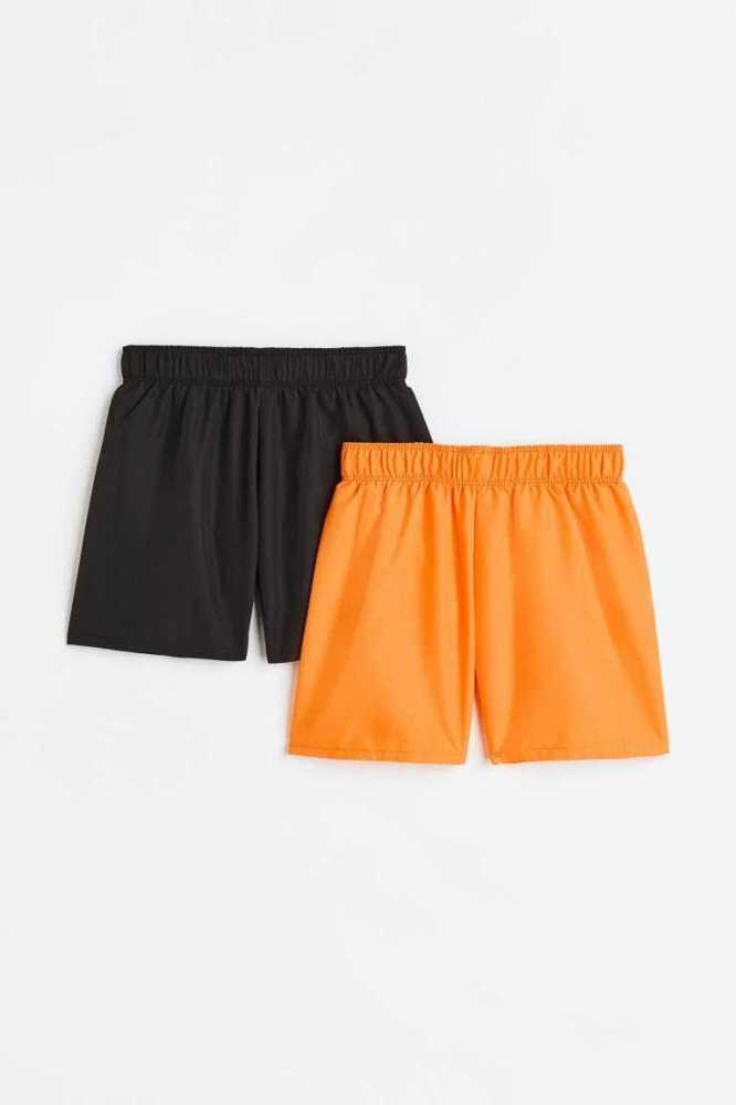 H&M 2-pack Shorts Bademode Kinder Orange Schwarz | 4291-ULXHD