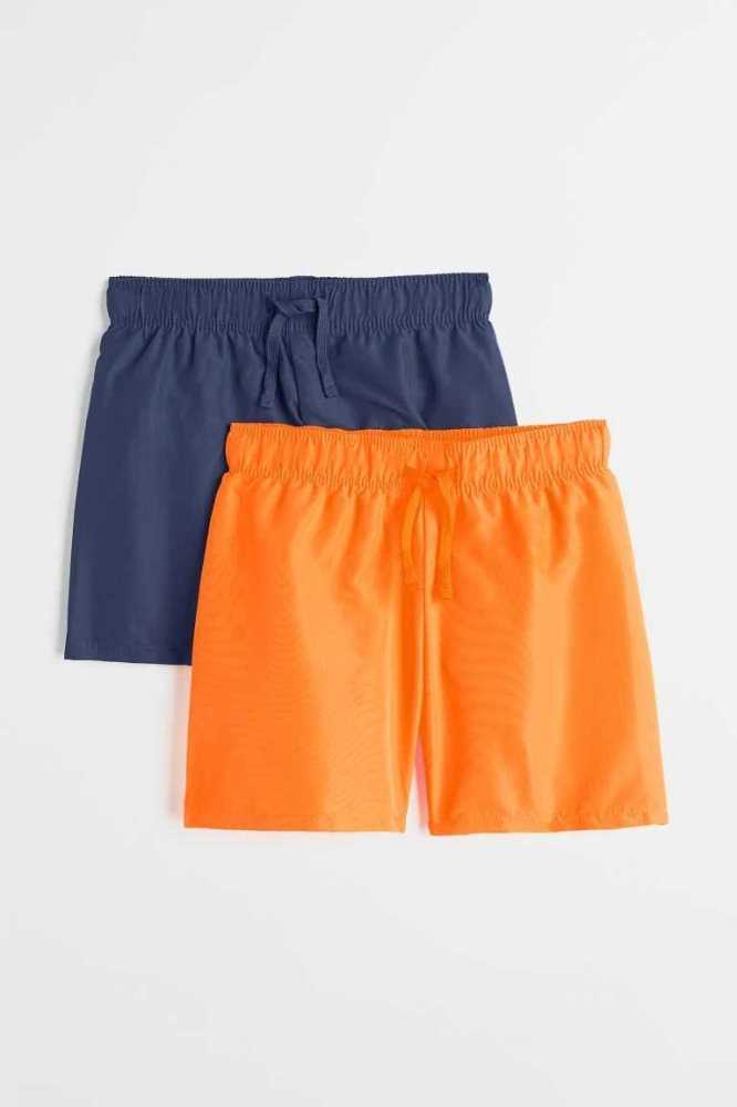 H&M 2-pack Shorts Bademode Kinder Orange Schwarz | 4291-ULXHD