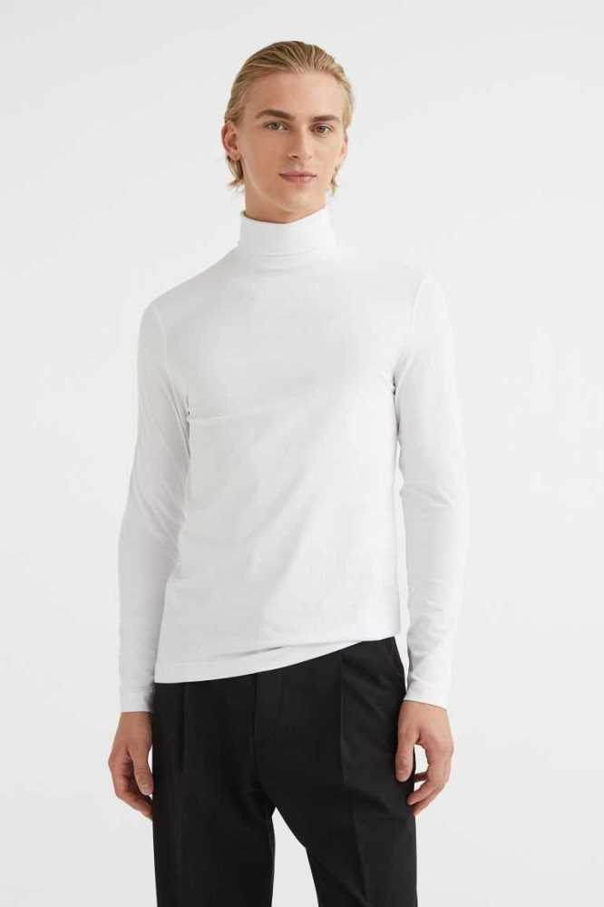 H&M 2-pack Slim Fit Turtlenecks Pullover Herren Weiß Schwarz | 7932-ABUDS