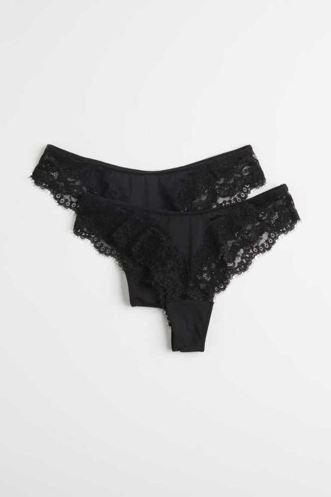 H&M 2-pack Spitze Brazilian Briefs Unterwäsche Damen Rot | 1305-NIOST