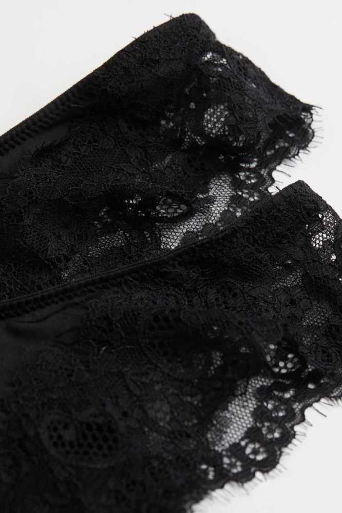 H&M 2-pack Spitze Brazilian Briefs Unterwäsche Damen Schwarz | 7456-VFPTN