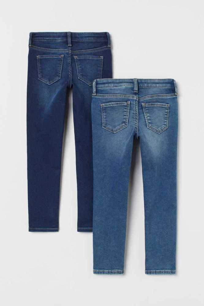 H&M 2-pack Super Soft Schlank Jeans Kinder Blau Dunkelblau | 5012-ETDSB