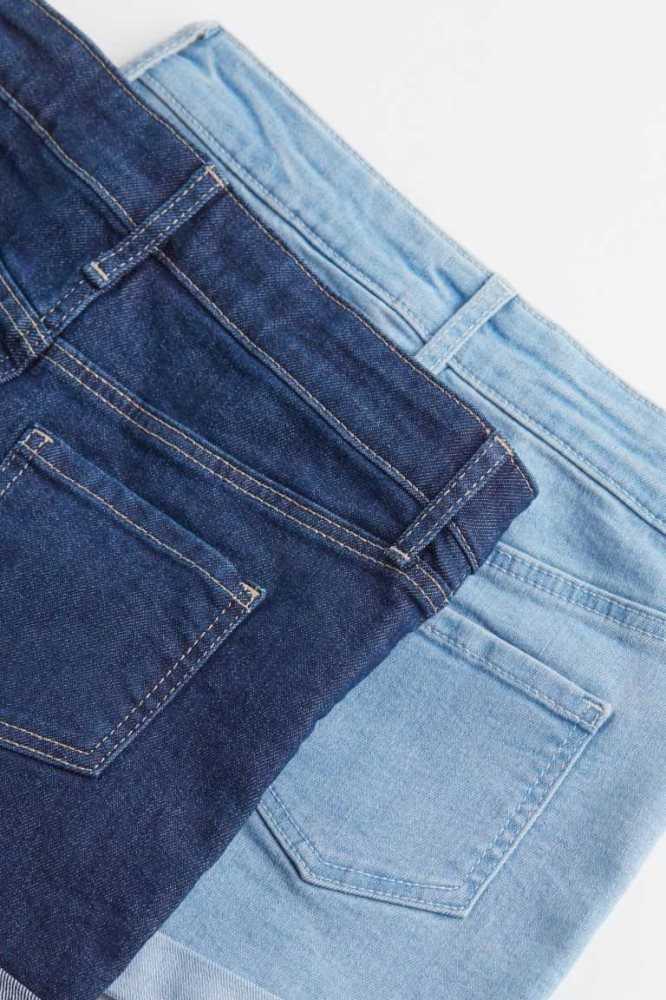 H&M 2-pack Superstretch Denim Kurze Hose Kinder Blau Weiß | 2395-XBVYD