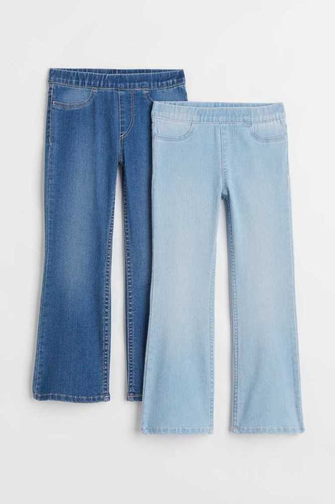 H&M 2-pack Superstretch Flare Fit Jeans Kinder Blau Hellblau | 4186-LIZEG