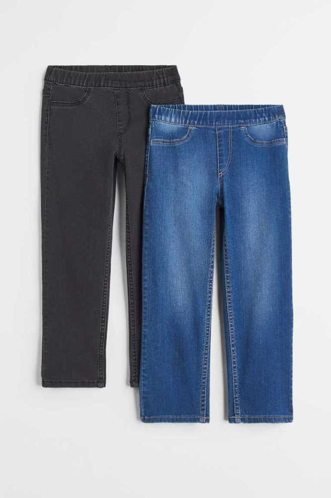 H&M 2-pack Superstretch Gerade Fit Jeans Kinder Blau Schwarz | 3475-SQRVE