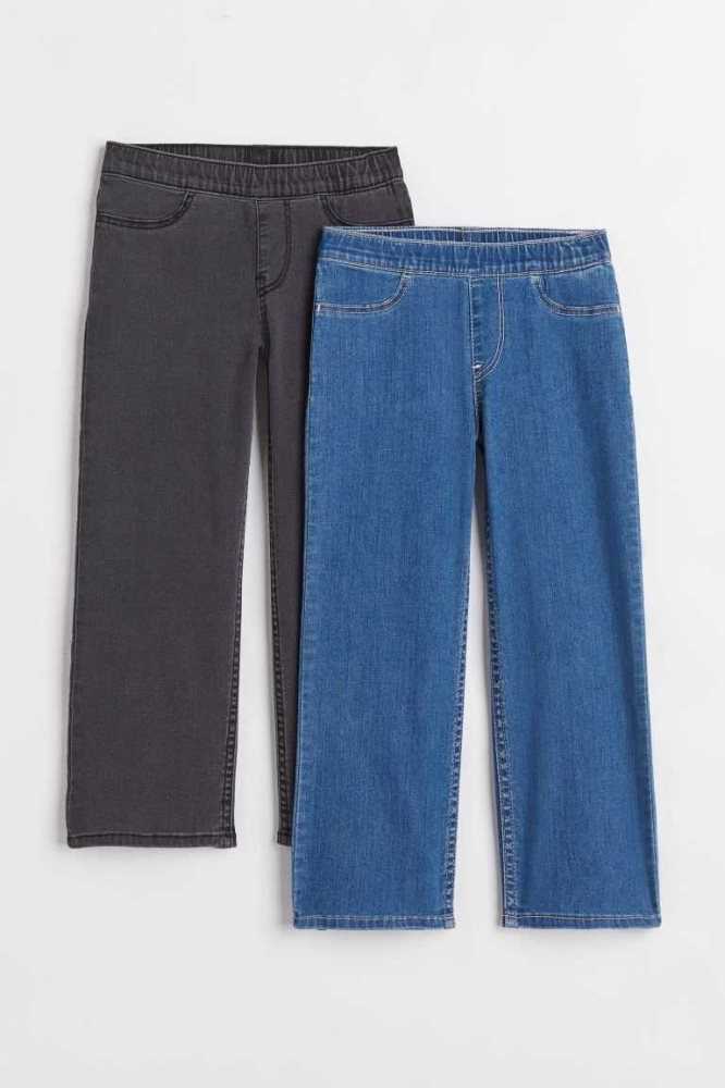 H&M 2-pack Superstretch Weite Fit Jeans Kinder Hellblau Dunkelblau | 0186-BOTCQ