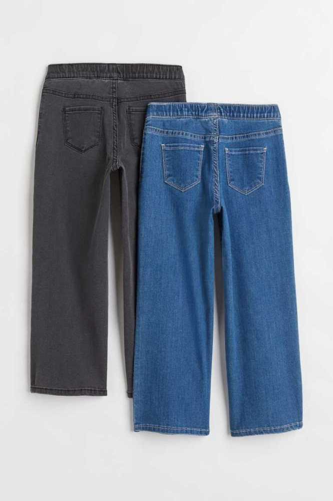 H&M 2-pack Superstretch Weite Fit Jeans Kinder Hellblau Dunkelblau | 0186-BOTCQ