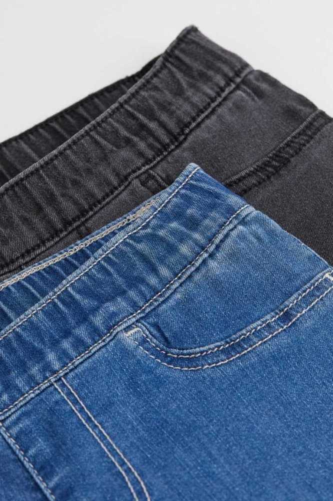 H&M 2-pack Superstretch Weite Fit Jeans Kinder Schwarz Blau | 2405-KXTYM