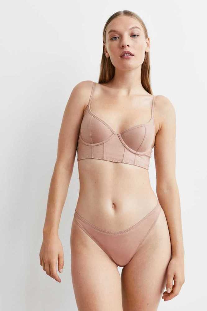 H&M 2-pack Tanga Briefs Unterwäsche Damen Beige | 5793-VATIK