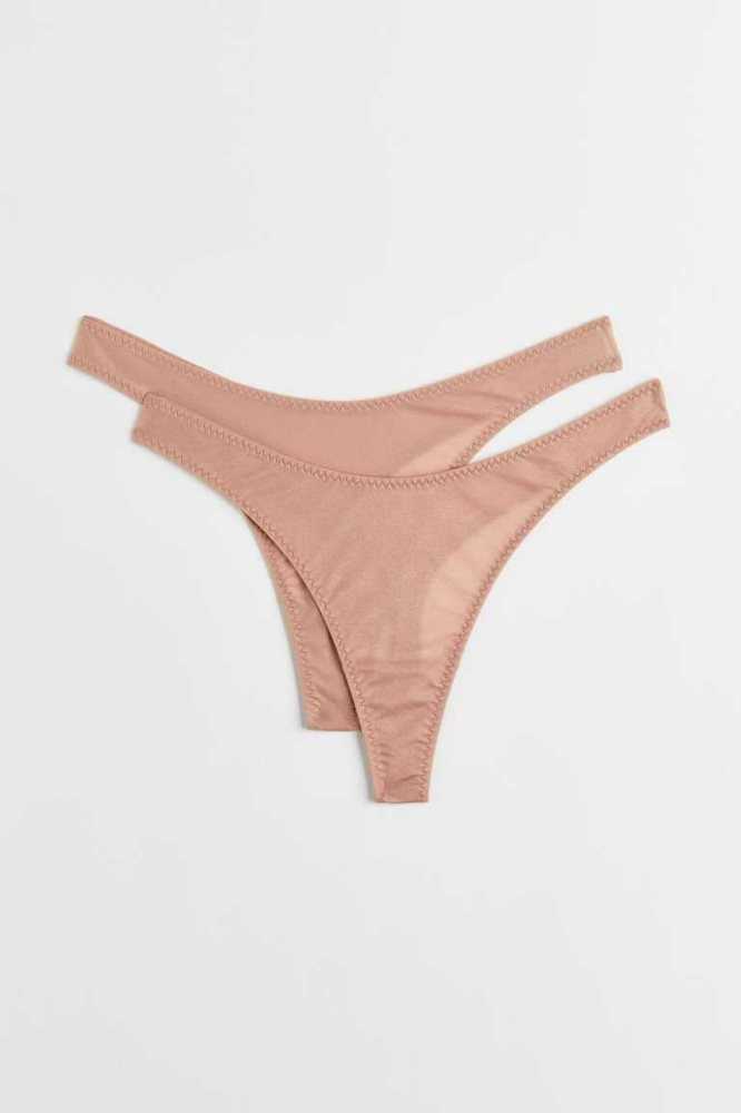 H&M 2-pack Tanga Briefs Unterwäsche Damen Beige | 5793-VATIK