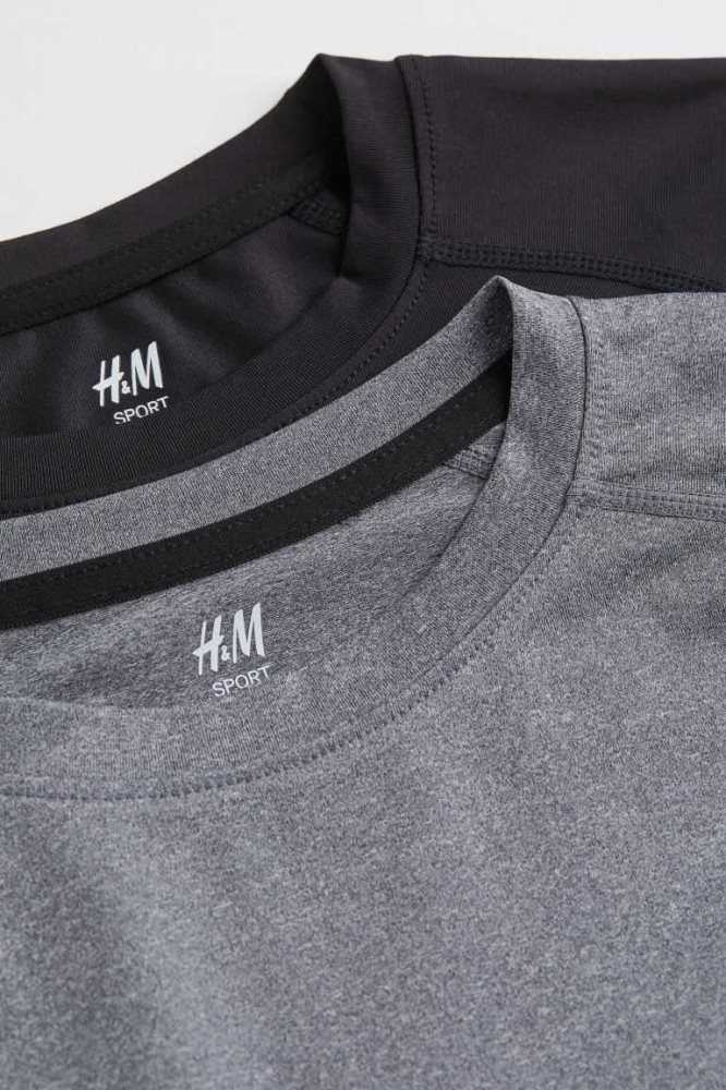 H&M 2-pack Tops Sportbekleidung Kinder Schwarz Dunkelgrau | 4369-HVWTM