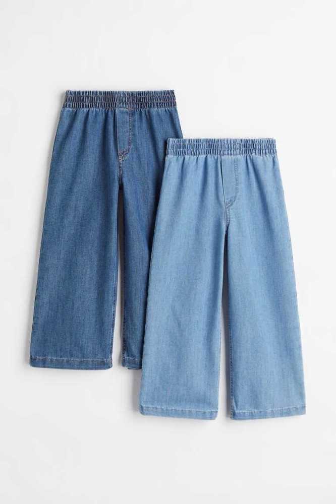 H&M 2-pack Weite Fit Jeans Kinder Dunkelblau | 4068-KNUBC