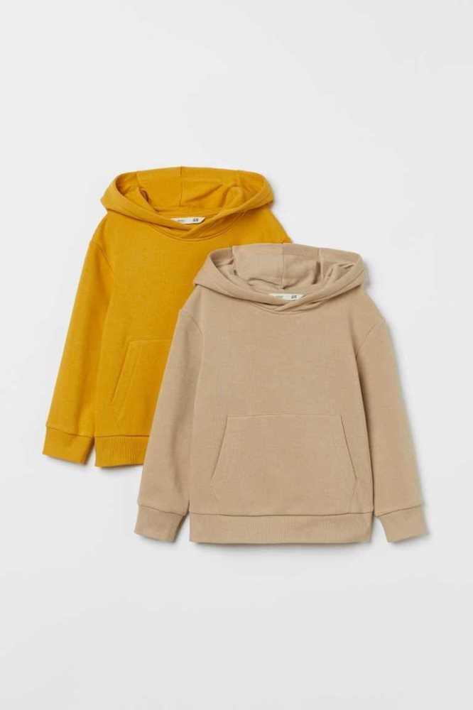 H&M 2-packs Hoodie Kinder Dunkelgrau Khaki Grün | 1623-AFPXV