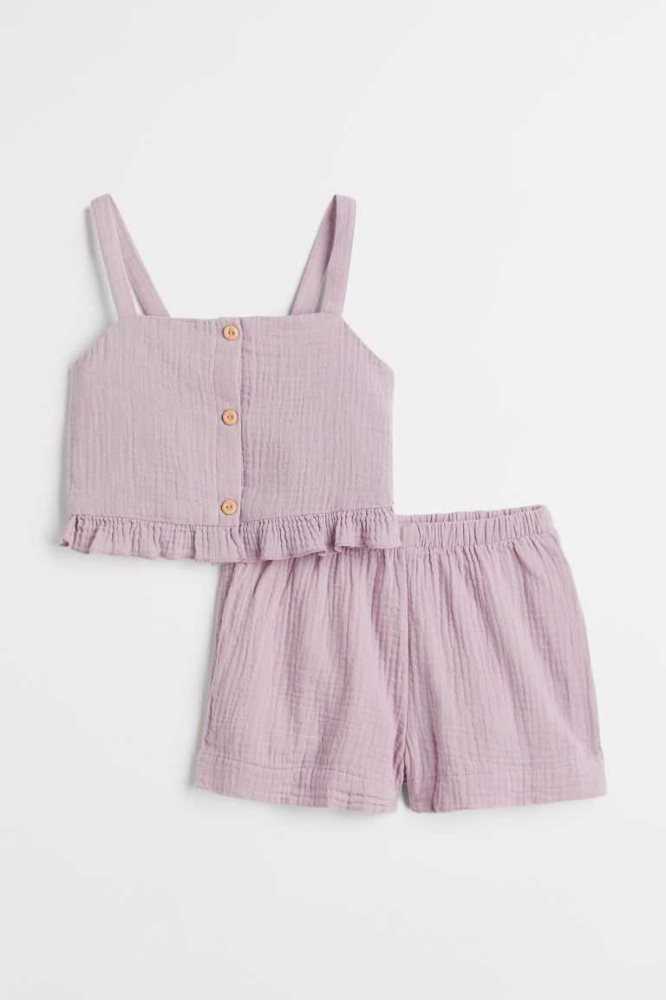 H&M 2-piece Baumwoll Einteiler Kinder Dunkelgrau | 5102-WKIXA