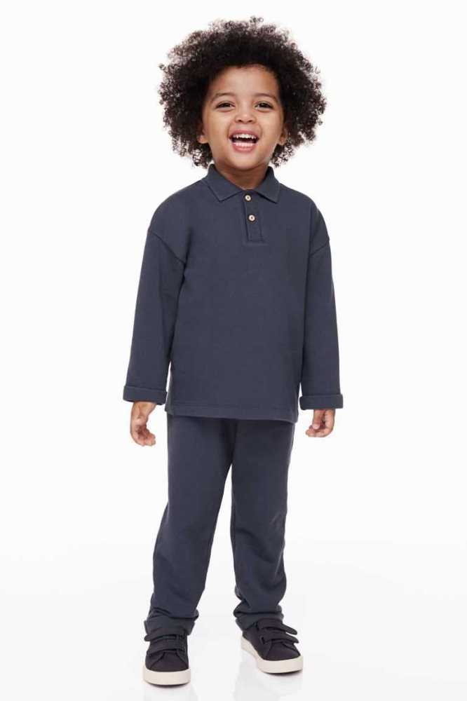 H&M 2-piece Baumwoll Einteiler Kinder Navy Blau | 5683-EVZKL