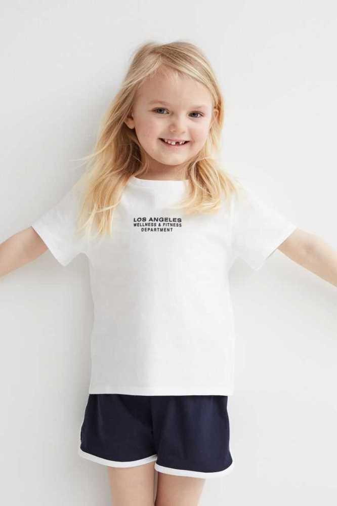 H&M 2-piece Baumwoll Einteiler Kinder Weiß | 6730-EGMSH