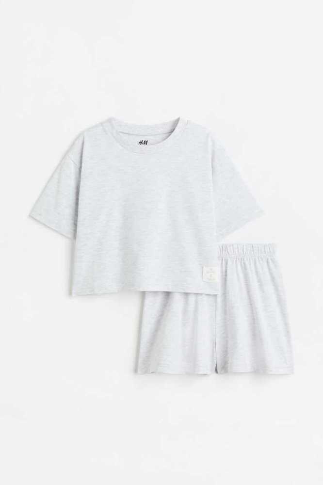 H&M 2-piece Baumwoll Jersey Einteiler Kinder Hellgrau | 2189-UKITZ