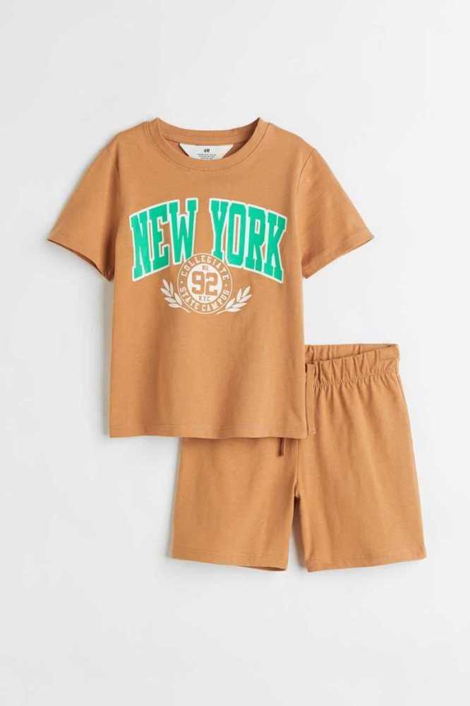 H&M 2-piece Baumwoll Jersey Einteiler Kinder Helltürkis | 7016-KXJSP