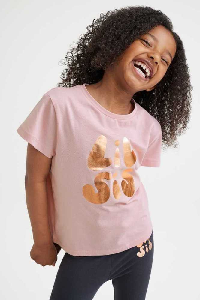 H&M 2-piece Baumwoll Jersey Sibling Einteiler Kinder Hellrosa | 3876-ERMLA