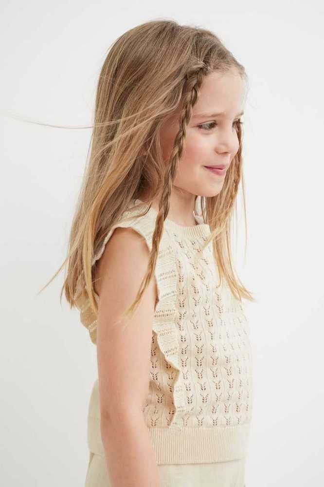 H&M 2-piece Fine-knit Baumwoll Einteiler Kinder Hellbeige | 6408-LIJYF