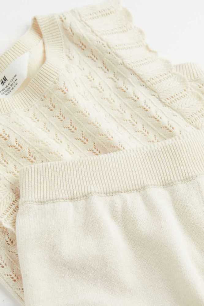 H&M 2-piece Fine-knit Baumwoll Einteiler Kinder Hellbeige | 6408-LIJYF