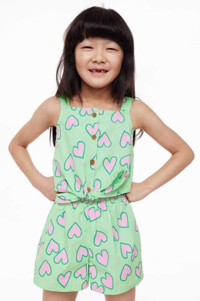 H&M 2-piece Patterned Einteiler Kinder Hellgrün | 2587-CHFNY