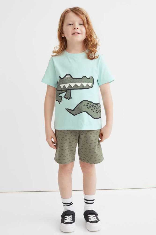 H&M 2-piece Printed Einteiler Kinder Dunkelgrau | 6942-HGCRK