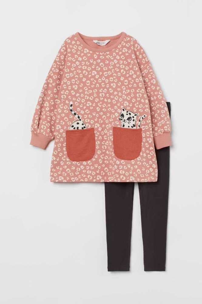 H&M 2-piece Printed Einteiler Kinder Hellgrün Mehrfarbig | 5047-VCWDI