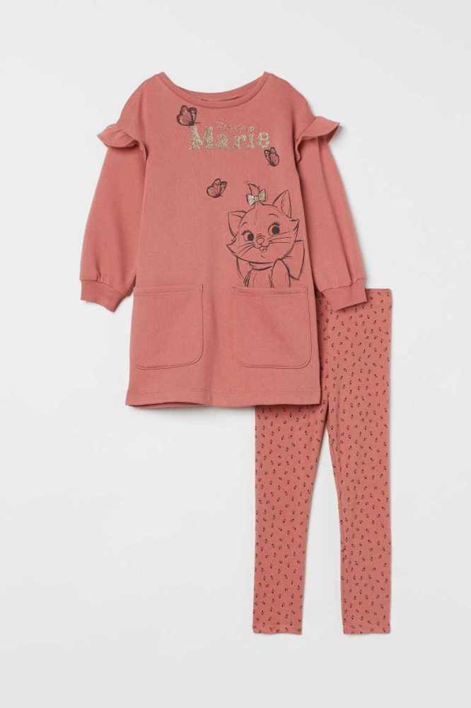 H&M 2-piece Printed Einteiler Kinder Hellbeige | 5218-PMAHL