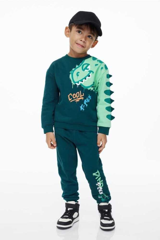 H&M 2-piece Printed Einteiler Kinder Hellgrün | 7601-XPIKE