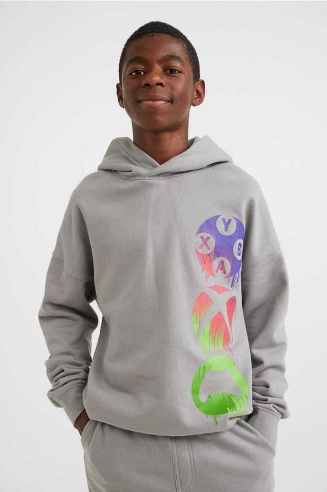 H&M 2-piece Printed Sweatshirt Einteiler Kinder Grau | 5430-CXNVS