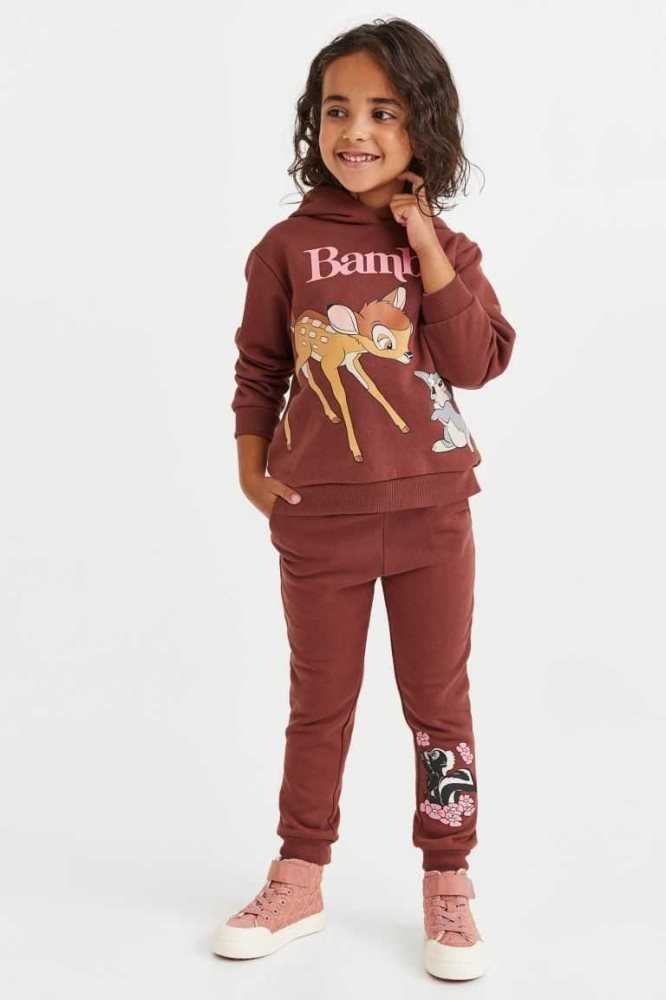 H&M 2-piece Printed Sweatshirt Einteiler Kinder Hellrosa | 9428-CYQVN