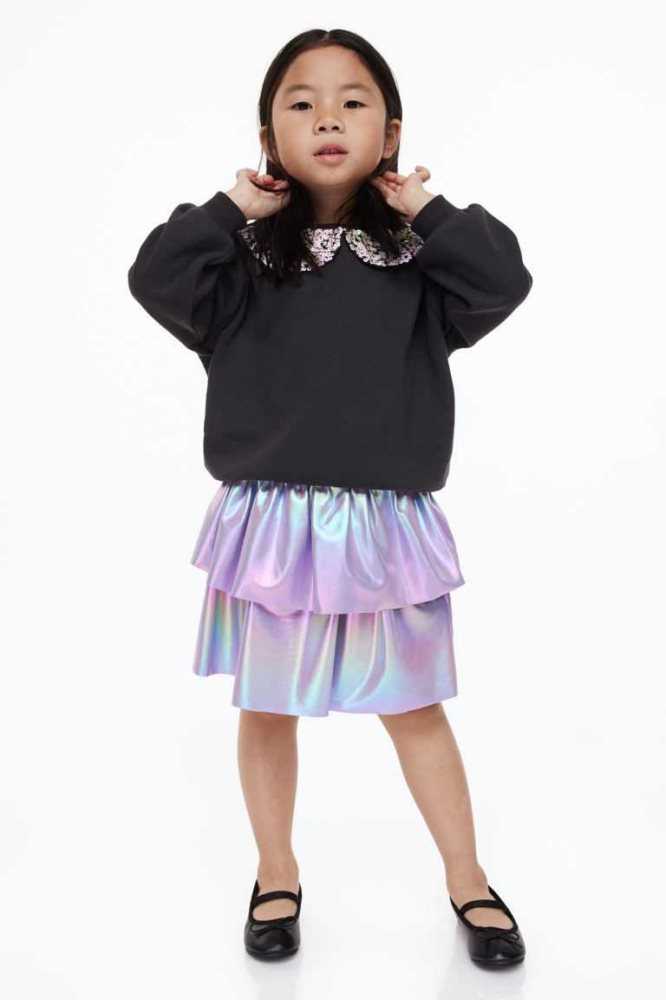 H&M 2-piece Shimmery Einteiler Kinder Schwarz Silber | 6018-SRGYU