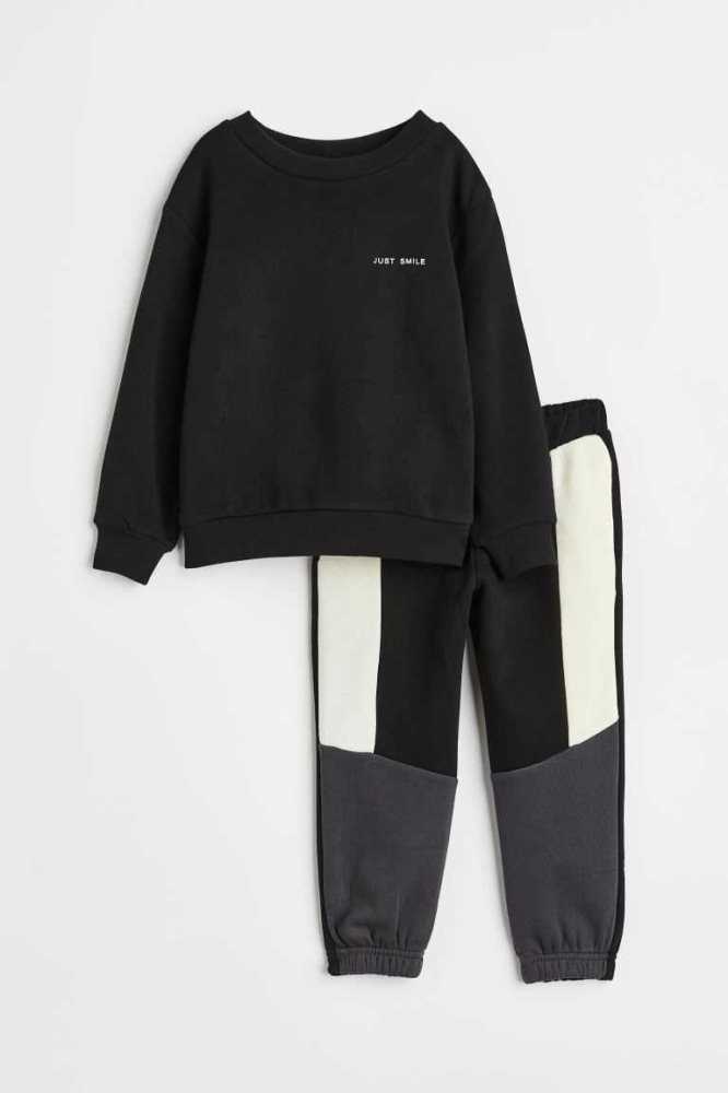 H&M 2-piece Shirt and Joggers Einteiler Kinder Schwarz | 2315-NLCIO