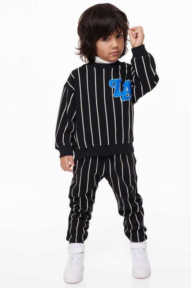 H&M 2-piece Sweatshirt Einteiler Kinder Schwarz | 1045-HUQNR