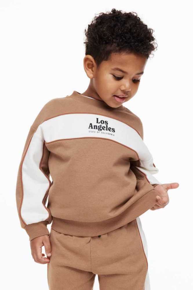 H&M 2-piece Sweatshirt Einteiler Kinder Dunkelbeige | 1908-FYOLB