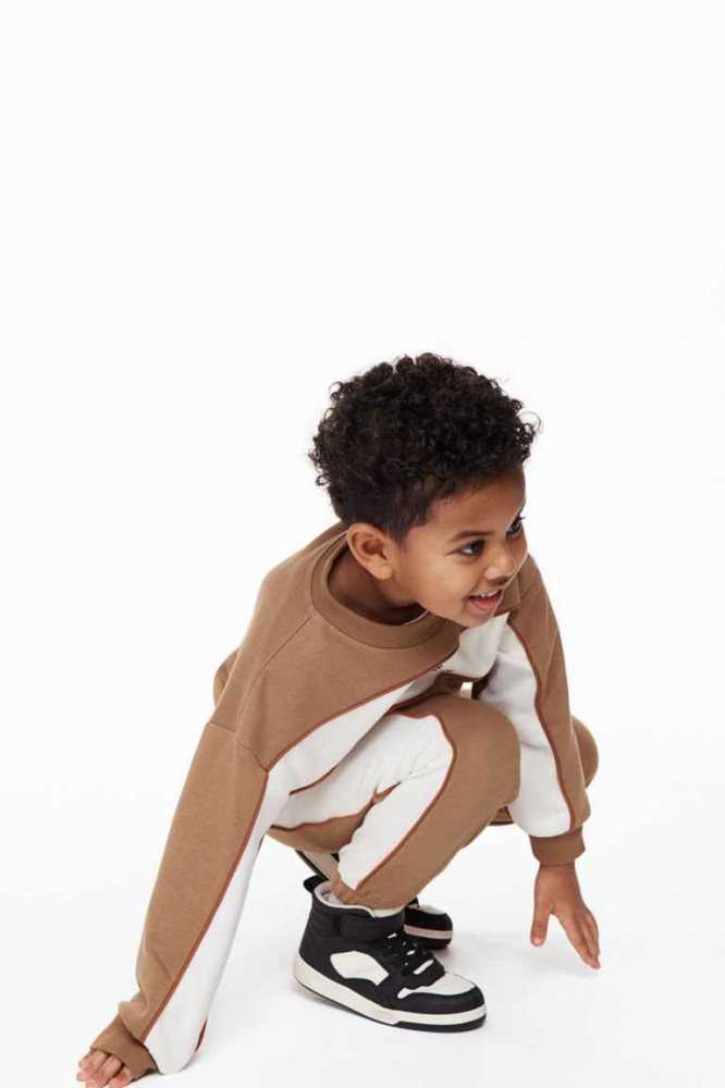 H&M 2-piece Sweatshirt Einteiler Kinder Dunkelbeige | 1908-FYOLB