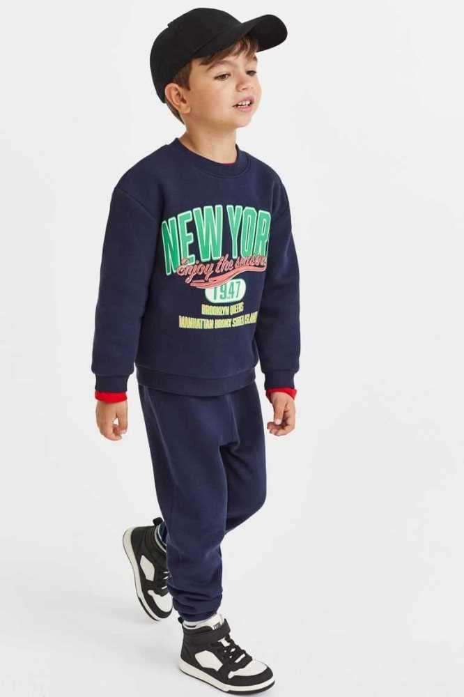 H&M 2-piece Sweatshirt Einteiler Kinder Dunkelblau | 5846-JVMLA