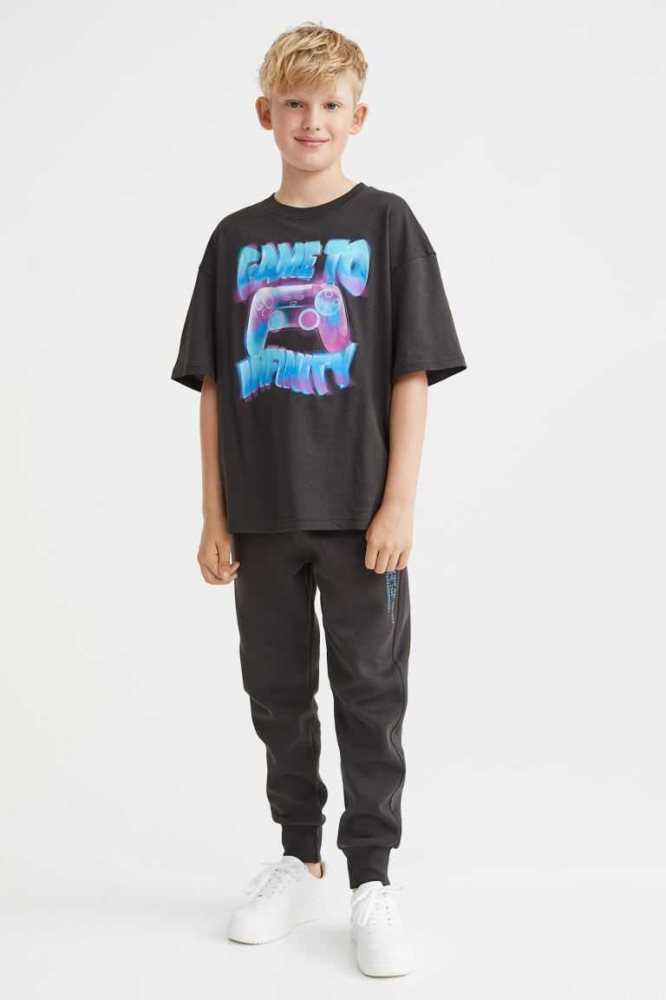 H&M 2-piece T-shirt and Joggers Einteiler Kinder Schwarz | 9087-ZQMKD