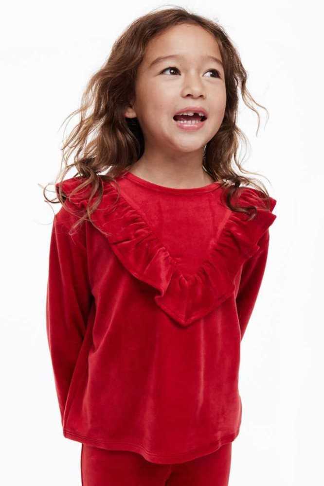 H&M 2-piece Velour Einteiler Kinder Rot | 9061-LZGHP