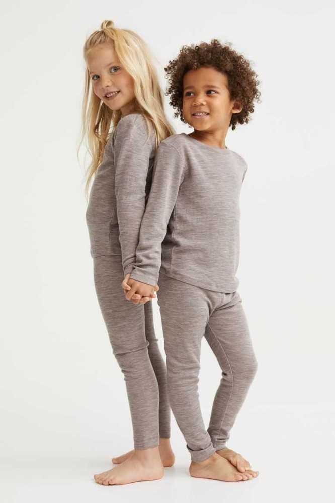 H&M 2-piece Wolle Set Oberbekleidung Kinder Hellgrau | 3207-NBKGV