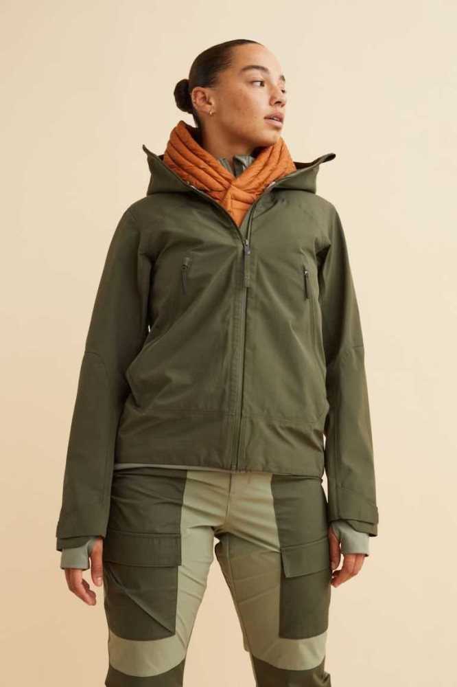 H&M 3-layer in StormMove Jacke Damen Dunkelkhaki Grün | 0398-CWIAY